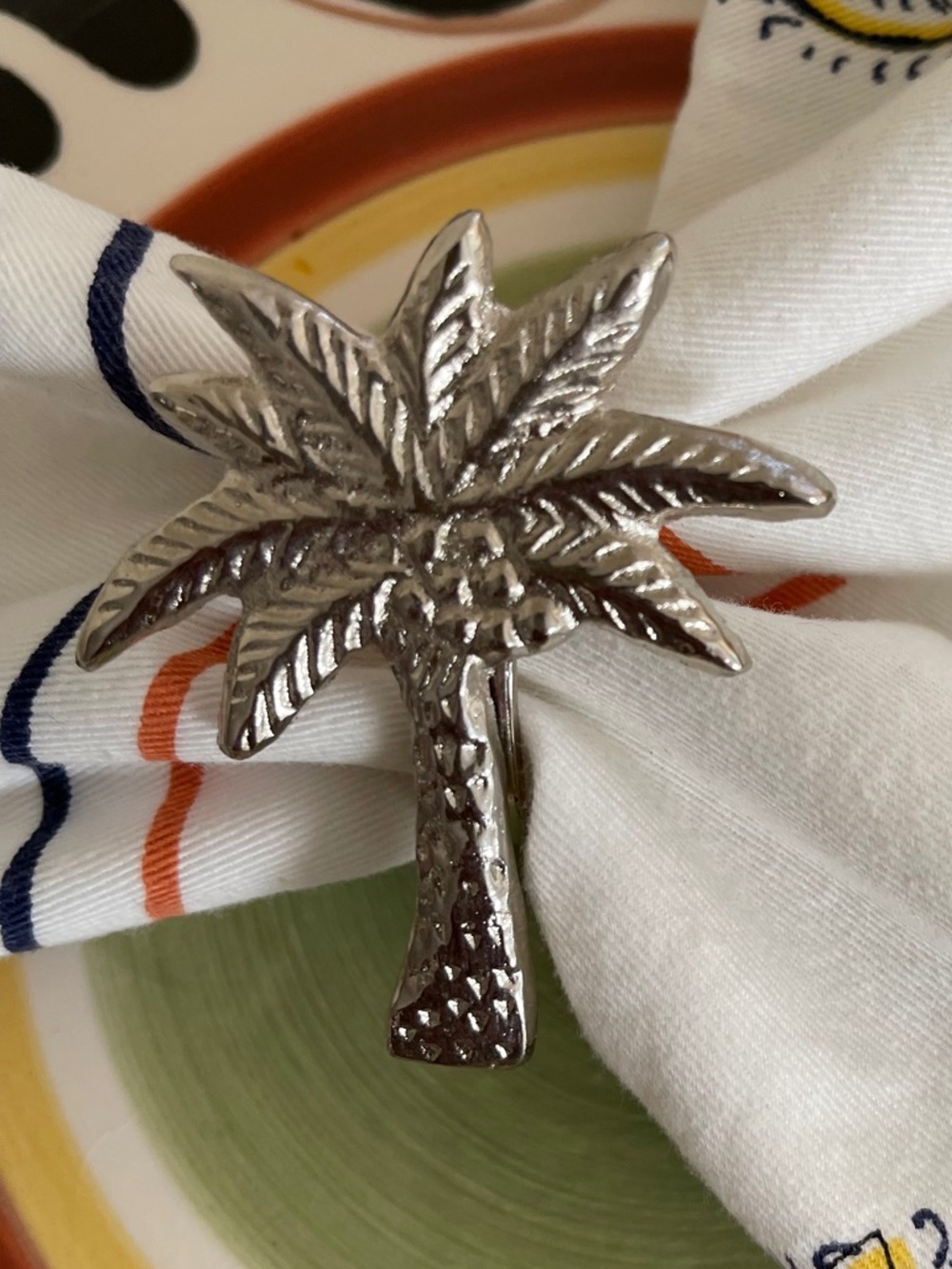 Six Palm Tree Silver Napkin Holders